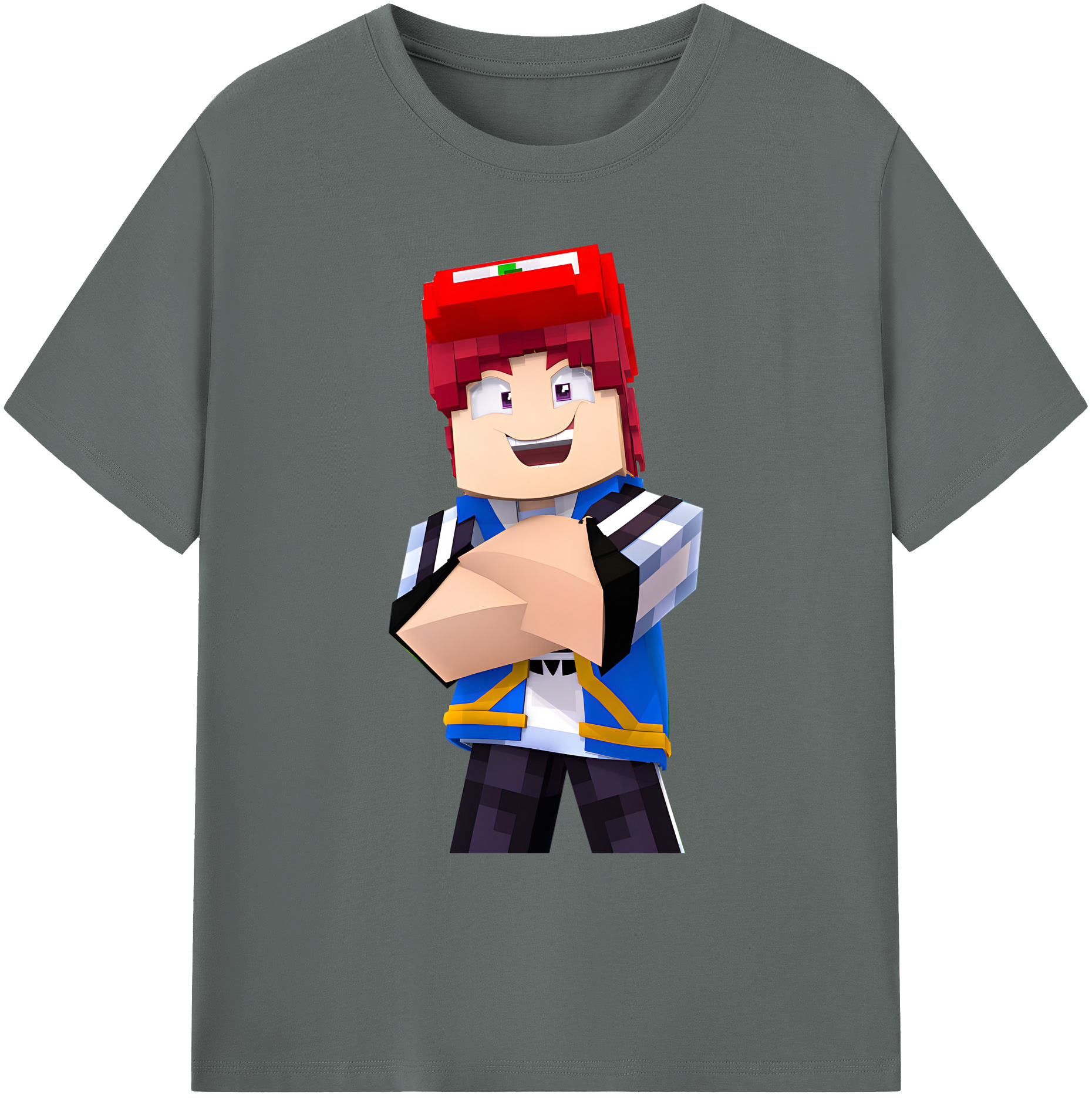（画像用） マインクラフト ブロックの世界 Minecraft MC Block world 綿100％ メンズ半袖Tシャツ｜肌触りやわらか＆通気性